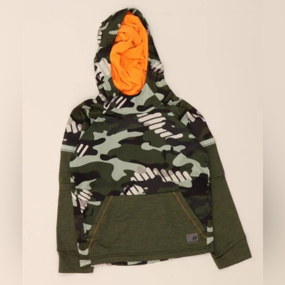 RUSSELL RUGGED DRI POWER 360 Camo long sleeves Hoodie wide face cover XL(14-16)